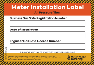 METER INSTALLATION LABEL - ALL PRESSURE TIERS