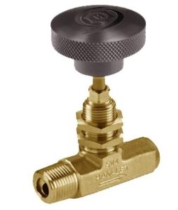 Brass Ham-Let® H-385U male to female needle valve with PCTFE stem 