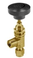 Brass Ham-Let® H-395U male to Let-Lok needle valve with angle regulating stem 